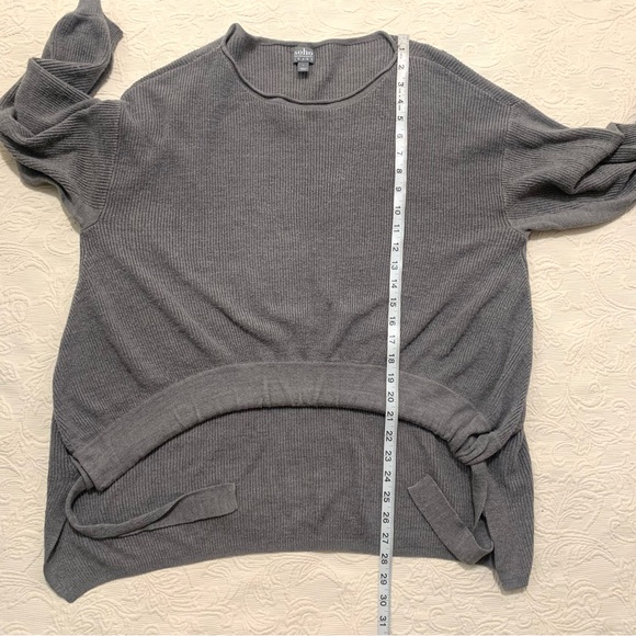 Soho Jeans NY&Co. Gray High Low Knit Long Sleeve Boat Neck Sweater - Picture 7 of 7
